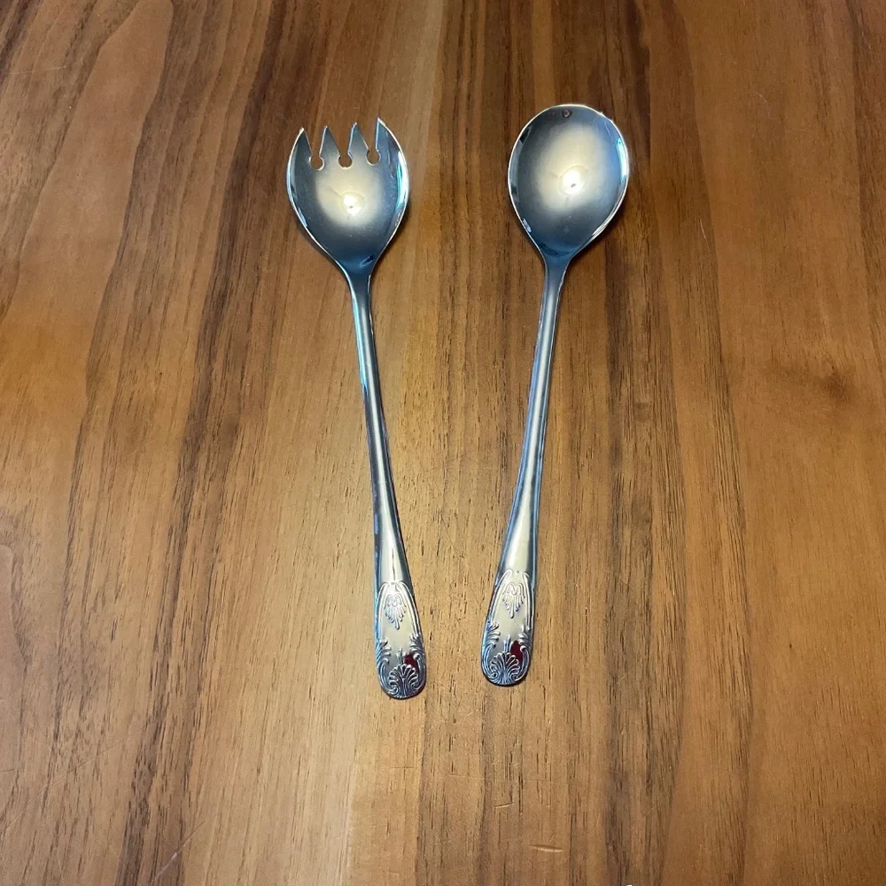 Silver Plated Salad Spoon and Fork